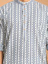 Men Blue Kantha & Ethnic Motif Screen Print Cotton Kurta with Navy Blue Pant Set