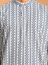 White & Blue Printed Cotton Kurta Pant Set for Men
