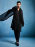 Men's Black Georgette Kurta, Pyjama & Dupatta Set