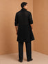 Men's Black Embroidered, Sequin Knee Length Kurta Pant Set with Wide Leg Pant