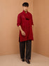Men's Maroon Embroidered, Sequin Knee Length Kurta Pant Set with Wide Leg Pant