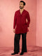 Men's Maroon Georgette Embroidered Kurta with Black Satin Palazzo Pant Set