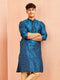 Men's Blue Silk Blend Embellished Kurta