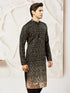 Men's Black Georgette Zari With Sequins Worked Kurta