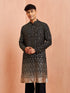 Men's Black Georgette Zari With Sequins Worked Kurta