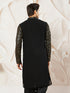 Men's Black Georgette Zari With Sequins Worked Kurta