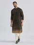 Men's Black And Cream Georgette Kurta Pyjama Set