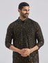 Men's Black And Cream Georgette Kurta Pyjama Set