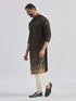 Men's Black And Cream Georgette Kurta Pyjama Set