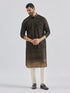 Men's Black And Cream Georgette Kurta Pyjama Set