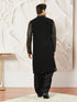 Men's Black Georgette Zari With Sequins Worked Kurta Patiala Set