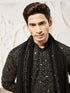 Men's Black Georgette Kurta Patiala And Dupatta Set