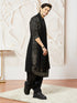 Men's Black Georgette Kurta Patiala And Dupatta Set