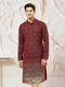 Men's Maroon Georgette Zari With Sequins Worked Kurta