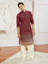 Men's Maroon Georgette Zari With Sequins Worked Kurta Patiala Set