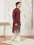 Men's Maroon Georgette Zari With Sequins Worked Kurta Patiala Set