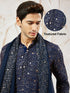 Men's Navy Blue Georgette Kurta Patiala And Dupatta Set
