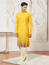 Men's Yellow Georgette Zari With Sequins Worked Kurta Patiala Set
