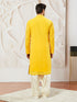 Men's Yellow Georgette Kurta Patiala And Dupatta Set