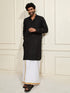 Men's Black Rayon Cotton Kurta And Mundu Set