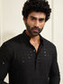 Men's Black Rayon Cotton Kurta And Mundu Set