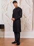 Men's Black And White Rayon Cotton Kurta Pyjama Set