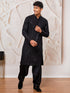 Men's Black And White Rayon Cotton Kurta Patiala Set
