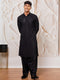 Men's Black And White Rayon Cotton Kurta Patiala Set