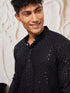 Men's Black And White Rayon Cotton Kurta Patiala Set