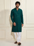 Men's Green Rayon Cotton Kurta And Mundu Set