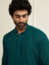 Men's Green Rayon Cotton Kurta And Mundu Set