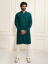 Men's Green And White Rayon Cotton Kurta Pyjama Set
