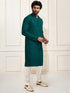 Men's Green And White Rayon Cotton Kurta Pyjama Set