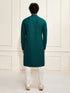 Men's Green And White Rayon Cotton Kurta Pyjama Set
