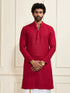 Men's Maroon Rayon Schiffli Kurta