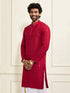 Men's Maroon Rayon Schiffli Kurta