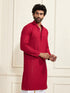 Men's Maroon Rayon Schiffli Kurta