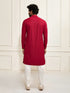 Men's Maroon And White Rayon Cotton Kurta Pyjama Set