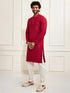 Men's Maroon And White Rayon Cotton Kurta Pyjama Set