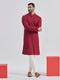 Men's Maroon And White Rayon Cotton Kurta Pyjama Set