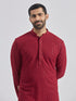 Men's Maroon And White Rayon Cotton Kurta Pyjama Set