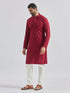 Men's Maroon And White Rayon Cotton Kurta Pyjama Set