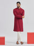 Men's Maroon And White Rayon Cotton Kurta Pyjama Set