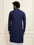 Men's Navy Blue Rayon Schiffli Kurta