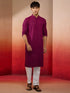 Men's Purple Rayon Sequin Embroidered Kurta with White Trousers