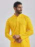 Men's Yellow And White Rayon Cotton Kurta Pyjama Set