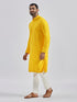 Men's Yellow And White Rayon Cotton Kurta Pyjama Set