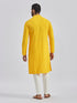 Men's Yellow And White Rayon Cotton Kurta Pyjama Set