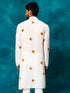 Men's White Cotton Blend Sunflower Print Kurta
