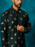 Men's Green Leaf Motif Embellished Kurta
